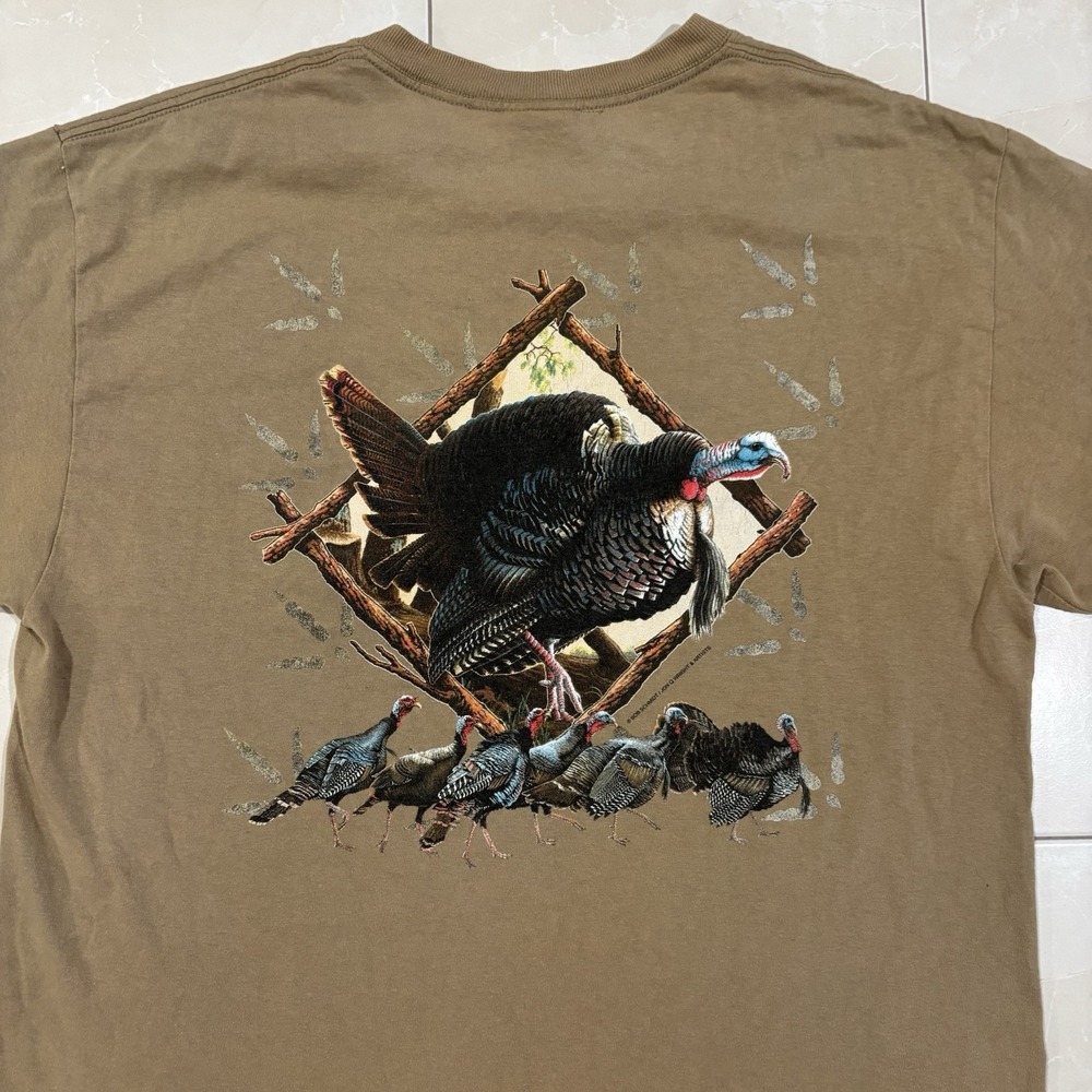 Vintage Turkey Hunting T Shirt Men's Large Y2K 90s Outdoors Gorp Hiking Fishing